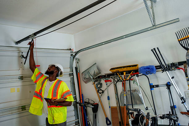 Professional Garage Door Panel Replacement technician working in Fannett, TX